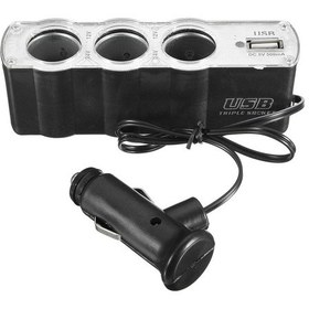 Resim Çakmaklık Çoğaltıcı Oto Araç Kablolu 3Lü ve Usb Girişli 