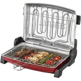 Resim Taner Kebapçı Elektrikli Izgara Mangal Barbekü Çift Telli Büyük Boy Kırmızı 37x28CM (2 Adet Şiş ) 