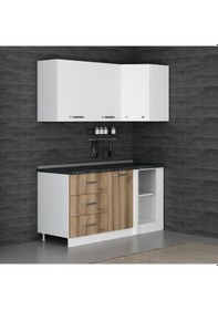 Resim Minar 165cm Köşe Mutfak Dolabı - Beyaz/dore K165-d2 