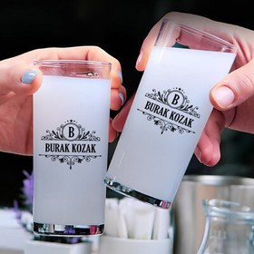 Resim Erkek Sevgiliye Hediye Tasarım İkili Rakı Bardağı 