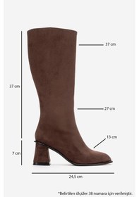 Resim Luvishoes Paradis Kahverengi Süet Kadın Kalın Topuklu Çizme Kahverengi 