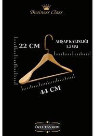 Resim Elbise Askısı Business Class 44 Cm Gold İtalyan Kanca Masif Ahşap Palto Ceket Askısı 5 Adet Diğer 