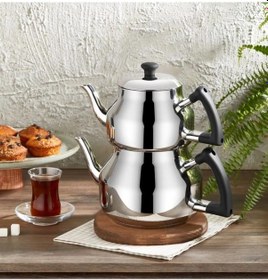 Resim Özkent Marmaris Mega Boy 4,9 Lt Paslanmaz Çelik Çaydanlık Siyah K316 Siyah 