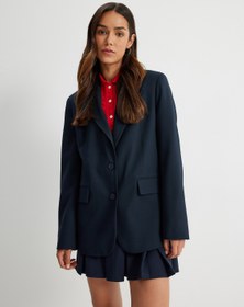 Resim Uzun Oversize Blazer Ceket Cep Detaylı Düğmeli 