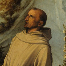Resim St. Francis in the Desert 3D Print: Giovanni Bellini Textured Art - 39"x45" in / 100x114 cm / Vintage Gold Frame 