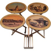 Resim Zigon ÇANTA OVAL RESİMLİ Model Kayın Retro ayak Parlak Ceviz Natüre minumum park Kutu sevk El Yapım 