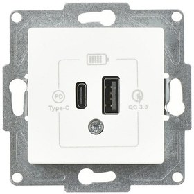 Resim Günsan Eqona Beyaz 2 Çıkışlı USB Şarj Prizi, 20W, Type A + Type C Mekanizma 