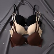 Resim 3'lü Set Şık Dikişsiz İç Çamaşırı, %90 Poliamid %10 Elastan, Orta Destekli Balenli Sütyenler, Çıkarılamayan Dolgu, Düz Renkli Örme Kumaş, 170gsm - Yetişkin Kadın İç Çamaşırı 