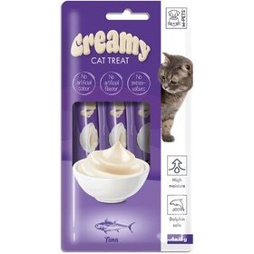 Resim M-Pets Creamy Ton Balıklı Ek Besin ve Kedi Ödülü 4x15 Gr 