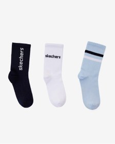 Resim SKECHERS 3'Lü Paket Funny Script Uzun Çorap Büyük Erkek Çocuk Lacivert-Mavi-Beyaz Çorap SK2520126-3474 