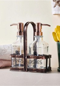 Resim Rame Sıvı Sabunluk Seti - 2x500 Ml Kare Şeffaf 