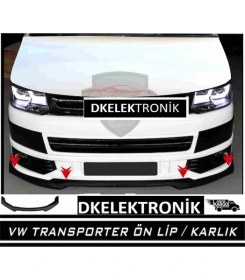 Resim DK Elektronik Vw Transporter Ön Karlık 3 Parça Lip Piano Black Siyah 