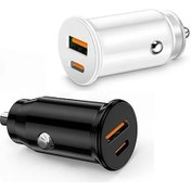 Resim Meridiangoods 15w Ultra Kompakt Çift Portlu Araç Şarj Cihazı Usb-c Usb-a Beyaz Siyah 