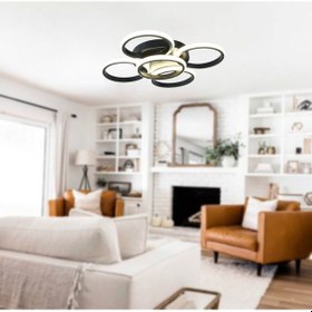 Resim Tt304-4+1-Sy Yuvarlak Tt Aydınlatma Mat Siyah Plofonyer 5 Li Led 