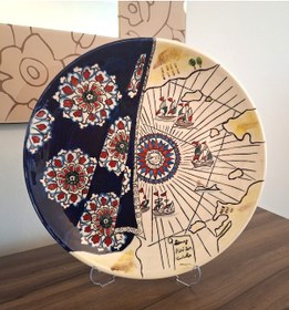 Resim El Yapımı Piri Reis Desenli Çini Tabak 
