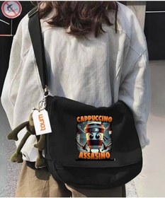 Resim Violon Cappuccino Assassino Baskılı Unisex Postacı Çantası 