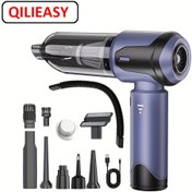 Resim QILIEASY 16000PA Fırçasız Kablosuz Araba Vakum Temizleyici, 100W Mini Taşınabilir El Vakumu, 3 Hız Ayarı, Mavi-Siyah, USB Şarj Edilebilir Lityum Pil, 80dB Düşük Gürültü, Aksesuar Kiti, Çatlak Aracı ve Toz Kupası Dahil, Seyahat İçin Kompakt Tasarım, Araba Vakum Temizleyici 