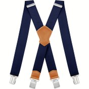 Resim Erkekler için Ağır Hizmet Tipi 4 cm Genişlikte Askılar ve 4 Ekstra Güçlü Metal Klipsli, Ayarlanabilir Uzunluklu ve Elastik Stil, İş Pantolonları, Kot Pantolonlar ve Çeşitli Durumlar İçin Uygun 