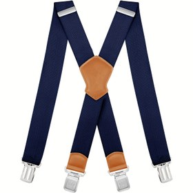 Resim Erkekler için Ağır Hizmet Tipi 4 cm Genişlikte Askılar ve 4 Ekstra Güçlü Metal Klipsli, Ayarlanabilir Uzunluklu ve Elastik Stil, İş Pantolonları, Kot Pantolonlar ve Çeşitli Durumlar İçin Uygun 