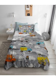 Resim Arabalar Desenli Tek Kişilik Pike ( Yastık Kılıflı ) 