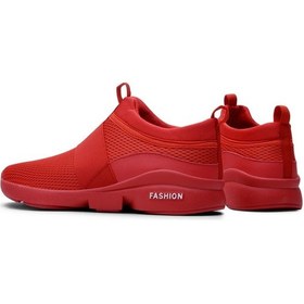 Resim Flyknit Unisex Slip-on Spor Ayakkabı - Erkek Ve Kadın İçin Hafif Günlük Sneaker 38-48 Numara X666 Kırmızı 