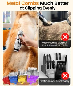 Resim Sessiz Köpek Tıraş Makinesi Metal Kılavuz Taraklı, Kablosuz 
