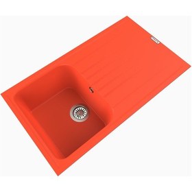 Resim Polex Cristalüx Granit Evye P-02 Turuncu Tezgah Altı Ve Tezgah Üstü Mutfak Evyesi 85x49.5 CM 