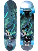 Resim Işıklı Silikon Teker Profesyonel Zımparalı Holigramlı Kaykay Mavi 