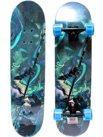 Resim Işıklı Silikon Teker Profesyonel Zımparalı Holigramlı Kaykay Mavi 