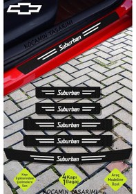 Resim Chevrolet Suburban Çizik Engelleyici Karbon Kapı Bagaj Eşiği Koruma Seti Dayanıklı Folyo Suburban Yazılı 