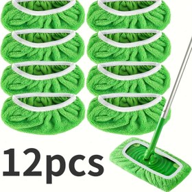 Resim 12 Dönebilen Mikrofiber Mop Pedleri - Islak ve Kuru, Yeşil ve Beyaz, Ev ve Ofis Temizliği için İdeal, Dayanıklı ve Kullanımı Kolay, Temizlik için Mop Pedleri 