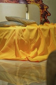 Resim Premium%100 Pamuk Çift Kişilik Yazlık Pike, Yatak Örtüsü, Terletmez Kumaş(SARI RENK)(240X200CM) 