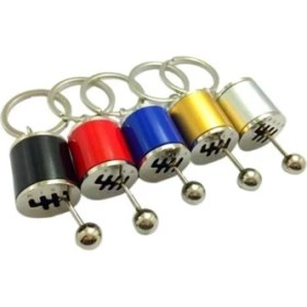 Resim Asel Aksesuarcı Hareketli Araba Vites Anahtarlık Altı Hız Manuel Vites Dişli Shifter Topuzu Metal Anahtarlık 