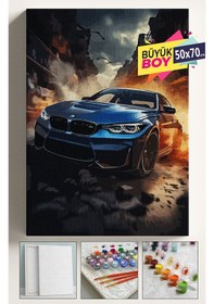 Resim Sayılarla Boyama Seti Numaralı Tuval Fırça Boya Dahil Kasnaklı Set 50x70 Cm -bmwmavi 
