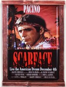 Resim Rustik Ahşap Çerçeveli Vintage Metal Pano Scarface 20x30 