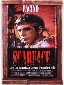 Resim Rustik Ahşap Çerçeveli Vintage Metal Pano Scarface 20x30 