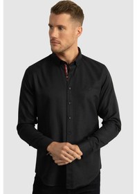 Resim Tudors Slim Fit Dar Kesim Uzun Kol Erkek Gömlek-23450 Lacivert 