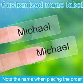 Resim 45/60/120/240/360/480 adet Özel Şeffaf İsim Etiketleri: Uzun ömürlü ve dayanıklıdır. Okul malzemelerini geliştirmek, çağdaş ofis ayarları ve el sanatları projeleri için idealdir 