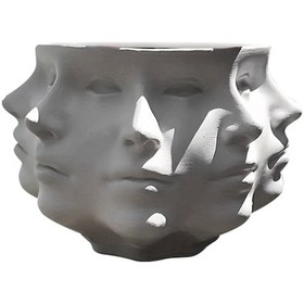 Resim Xurunkeji Soyut Stil Saksı Vazo Kalıbı Çok Yönlü İnsan Yüzü Saksı Beyaz 