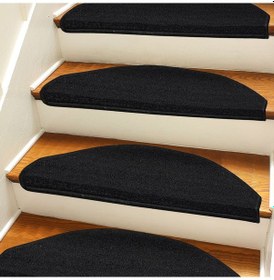 Resim Siyah Kendinden Yapışkanlı Merdiven Basamak Paspası / Halısı 
