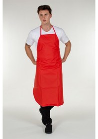 Resim Kırmızı Muşamba Mutfak Bulaşık Önlüğü Pvc 