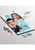 Resim Kişiye Özel Evleniyoruz Karikatür 104 Parça Ahşap Puzzle - 2 
