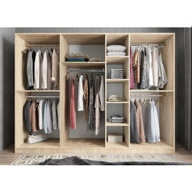 Resim Melisa 7 Kapaklı Dolap Gardırop Meşe - Montaj Dahil 