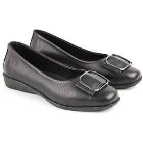 Resim Libero L076.3101 Hakiki Deri Tokalı Esnek Kauçuk Taban Kadın Loafer Casual Ayakkabı Siyah 