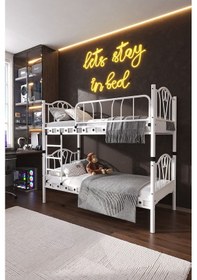 Resim Aksviva Orkide Genç Çocuk Odası Metal Ranza Ve Karyola 90x200 90 x 200 