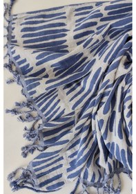 Resim %100 Pamuk Çift Kat Müslin Peştemal - Jakarlı Plaj Havlusu- 90x170 Cm Indıgo Indigo 