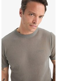 Resim DeFacto Standart Fit Bisiklet Yaka Triko Kısa Kollu Tişört E3255AX25SMGR431 