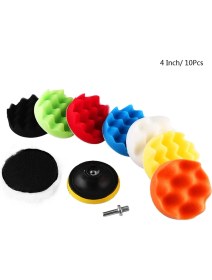 Resim Creatorally 10 Adet Sünger Parlatma Parlatıcı Ağda Ped Kiti Araba Parlatıcı Tampon Matkap Adaptörü Ile 4" (Yurt Dışından) 