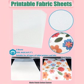 Resim 5 Sayfa Yazılabilir Kumaş Sayfaları A4 Boyutu 7.9x17.78cm - Tüm Dijital Baskı Makineleri için Mat Bitişli Pamuk Tuval, Canlı Renkler, Fotoğraflar, El Sanatları ve Ev Dekoru için Mükemmel, El Sanatları Kumaşı | Canlı Baskı Kalitesi | Pürüzsüz Dokusu, El Sanatları Kumaşı 