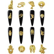 Resim 40 adet, 3D Alaşım Tırnak Sanatı Şekilleri, Altın Mısır Tırnak Sanatı Kolyesi Rhinestones ile, Tırnak Sanatı Takıları için 